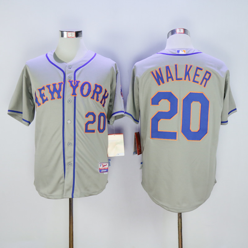 Men New York Mets 20 Walker Grey MLB Jerseys